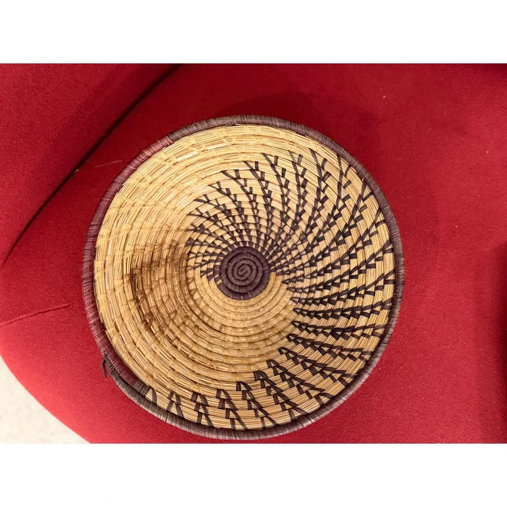 Handwoven African Basket Bowl, Ugandan Coiled Fiber Wall Decor, Boho Home Accent